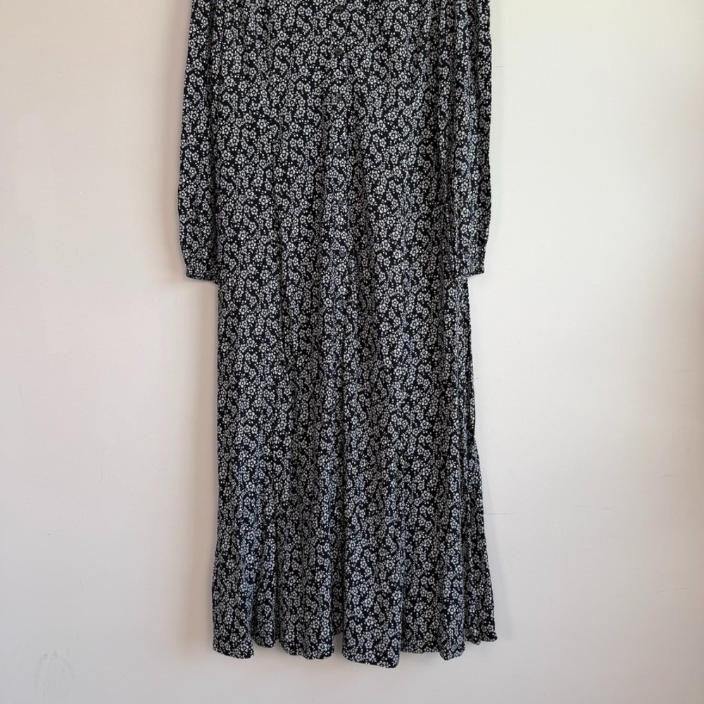 Boden Floral Maxi Dress Sz 12 Button Front Peter Pan Collar Cottagecore Modest - Picture 3 of 10